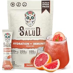 Salud 2-in-1 Hydration Packets + Immunity Electrolytes Powder, Paloma - Agua Fresca Drink Mix, Elderberry, Dairy & Soy Free, Non-GMO, Gluten Free, Vegan, Low Calorie, 1g Sugar (15 Servings)
