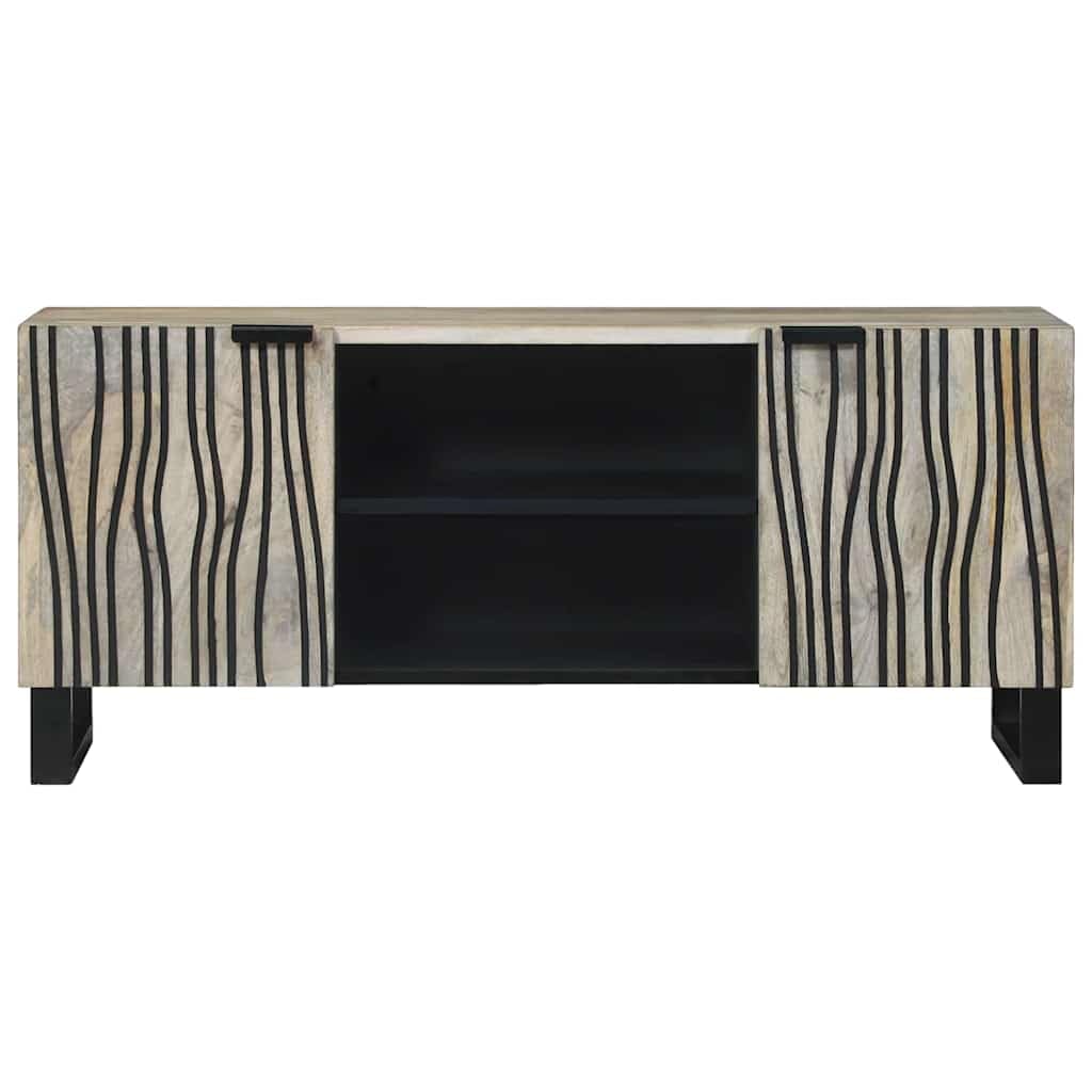 Mueble de TV montado en la pared, color blanco, 105 cm, de madera, moderno mueble de TV con estantes de almacenamiento, unidad de TV de pared para sala de estar, fácil montaje en pareja.
