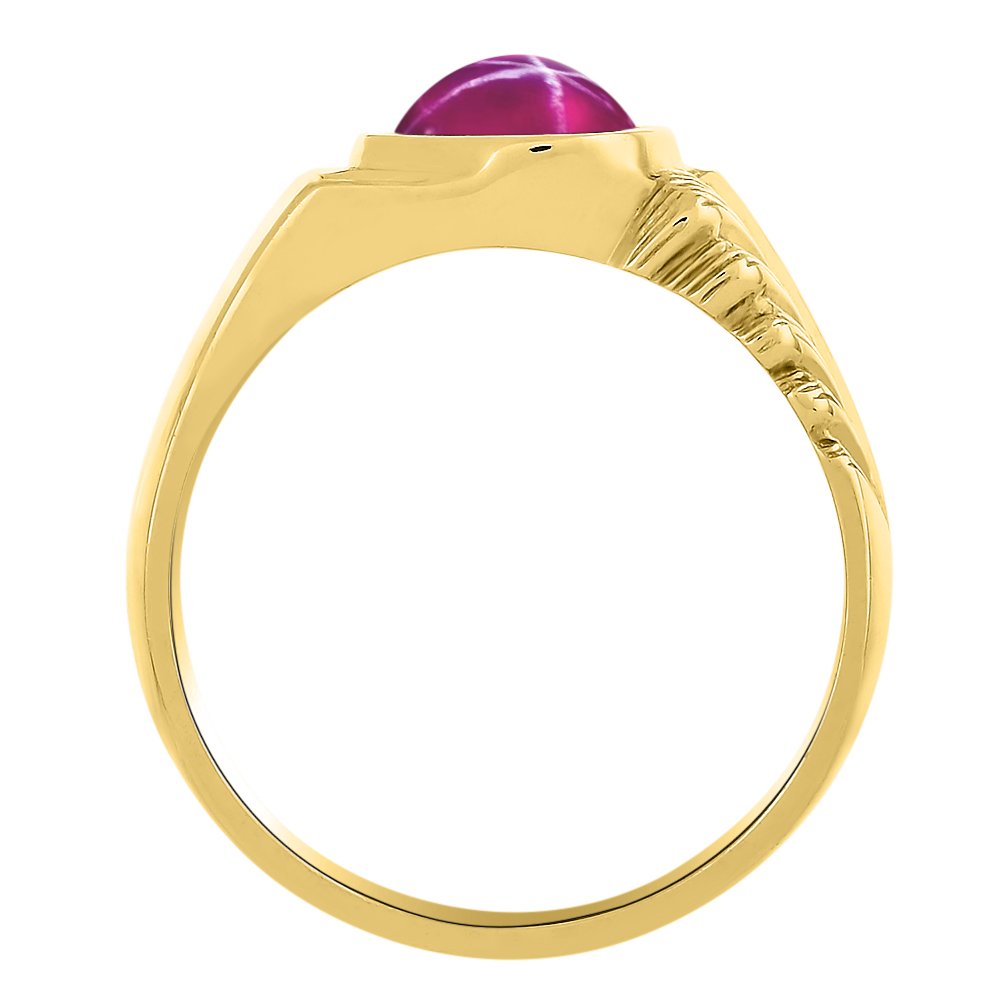 RYLOS Anillos para hombre de oro amarillo de 14 quilates – Anillo de diamantes y estrellas de imitación de rubí, anillos de oro para hombres