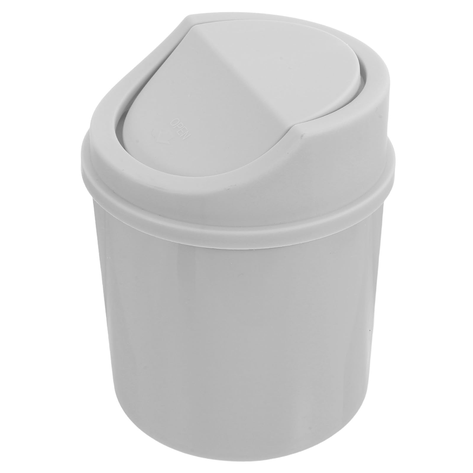 Lurrose Mini Desktop Trash Can with Lid 2l Compact Small Tabletop Wastebasket Gray Swing Top for Office Bedroom
