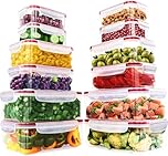 KICHLY Airtight Plastic Food Containers with Lids, 24 piece, BPA-Free, Leakproof Food Storage lunch box, Stackable Meal Prep Set for Kitchen & Pantry Storage Organization, Red (12 Containers, 12 Lids)
