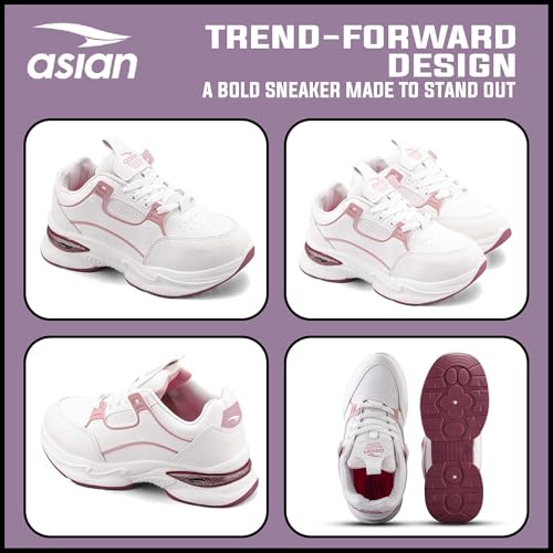 Image of ASIAN Women AROMA-05 Running and Casual wear Running Shoes with Laces, Lightweight and Comfortable Shoes Gym and Sports Shoes for Women & Girls with Stylish Design
