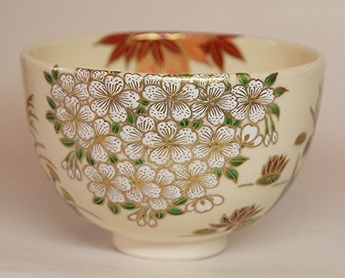 Amazon | 抹茶茶碗 清閑寺窯 杉田祥平作 色絵雲錦四季草花画茶碗 