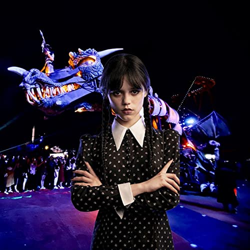 Vestido De Quarta-feira Addams Para Menina, Vestido Preto Com Bolsa, Fantasia De Quarta-feira Addams