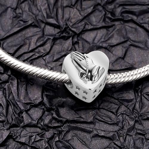Praying Hand Heart Charm Christian Bible Verse Bead for Pandora Bracelet4