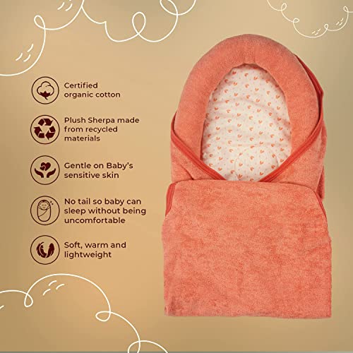 Image of BAYBEE Baby Swaddle Wrap for New Born | Adjustable Swaddle for New Born Baby | 100% Cotton Baby Wrapper Newborn Blanket for Sleep Sack 0-6 Months Babies (Orange)