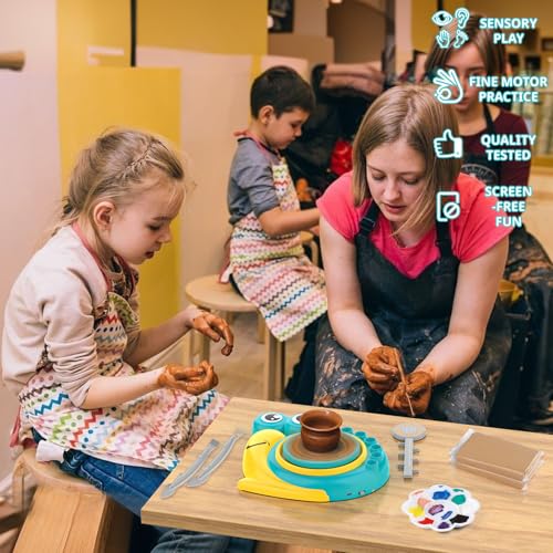 Aujazyble Pottery Wheel for Kids - Complete Art Supplies Arts & Crafts Kit, Crafts for Girls 8-12, Girls Boy Toys Birthday Halloween Christmas Gift for Kids Ages 6 7 8 9 10 11 12+, (Snail) by Aujazyble - Image 4
