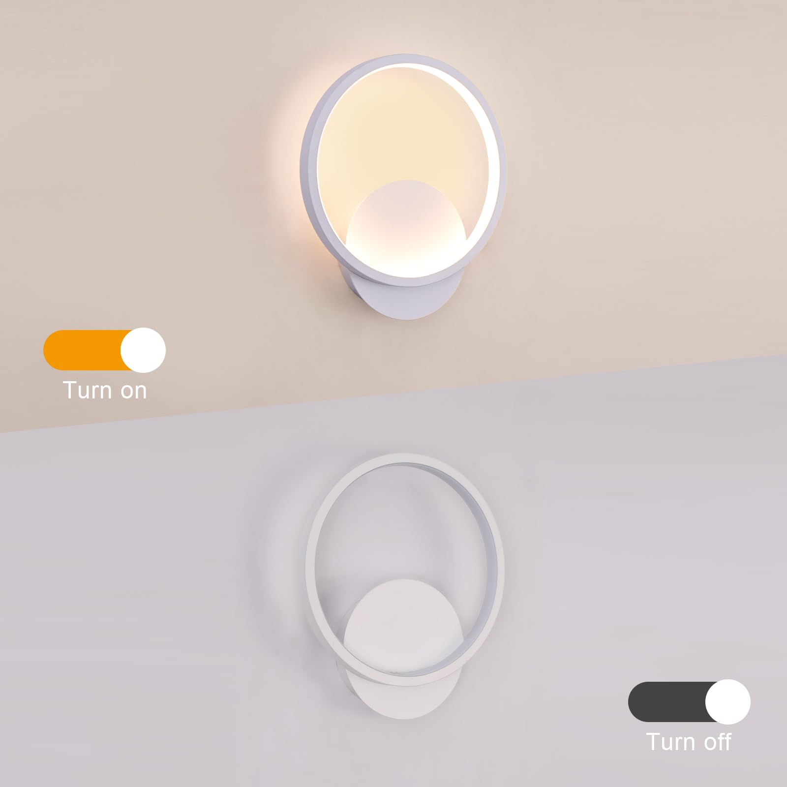Riserva 12W apliques de pared modernos,apliques pared dormitorio Accesorios de iluminación para la sala de estar Dormitorio Baño Cocina Comedor, Blanco cálido