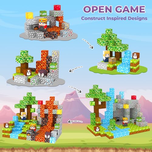 magnetic blocks magnetic tiles building blocks magnet cubes toddler kids toys sensory stem toys for 3-5 4-6 5-7 6-8 year old boys girls easter birthday gifts travel outdoor kids games 08in2cm