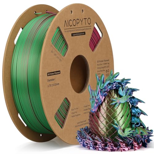 Image of 3D Printer Silk PLA Filament 1.75mm, Shiny Triple Color Rose Blue Green, Dimensional Accuracy + /- 0.02 mm, 1KG (2.1lbs) /Spool Easy to Print for Most FDM 3D Printers