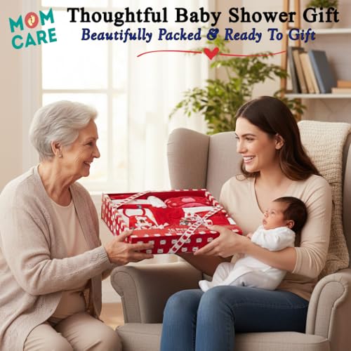 Image of MOM CARE Newborn Baby Gift Set | 100% Cotton Baby Clothing Set | 0?3 Months | Baby Shower & Welcome Gift Box (Red, Set of 16)