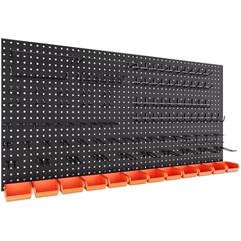 INCLY 48x24 Inch Metal Peg Board Kit with 1/4" Pegboard Hooks Accessories, 160PCS Black Pegboard Wall Organizer Pegboard Panels Tool Organizer Storage System for Garage Workbench Shed Cover
