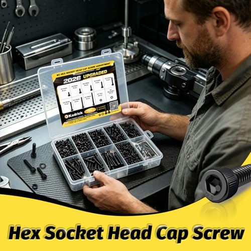 Image of Kadrick M3 Screws Kit 780PCS, Optimized Hex Socket Head Cap Screws Assortment with More Screws & Smarter Size Distribution, Class 12.9 Alloy Steel, Black Zinc Plated M3 Bolts for 3D Printing & DIY