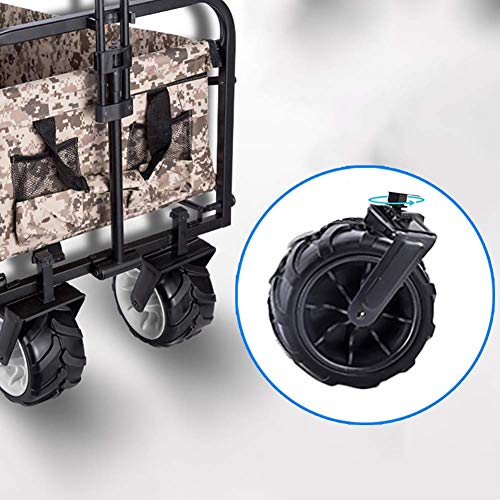 Carrito de mano plegable JKSVTF resistente con ruedas de freno y capacidad de 90 kg color marrón miniatura 5
