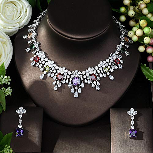 WJCRYPD Necklace Set Fashion New Jewelry Sets for Women Wedding Party Dress Bridal Cubic Zircon CZ Jewelry Jewelry Set SurongL (Color : Silver) WJCRYPD Necklace Set Fashion New Jewelry Sets for Women Wedding Party Dress Bridal Cubic Zircon CZ Jewelry Jewelry Set SurongL (Color : Silver)