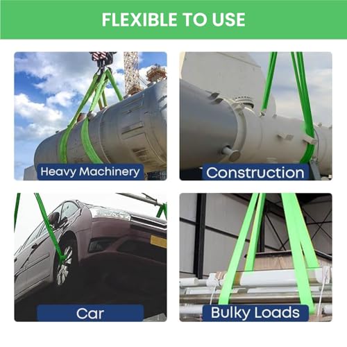 Image of Shield Flex Heavy Duty Lifting Sling Belt (Pack of 1) | Polyester Webbing Flat Belt for Material Handling, Towing, Construction & Industrial Use (2 Ton 3 Mtr)