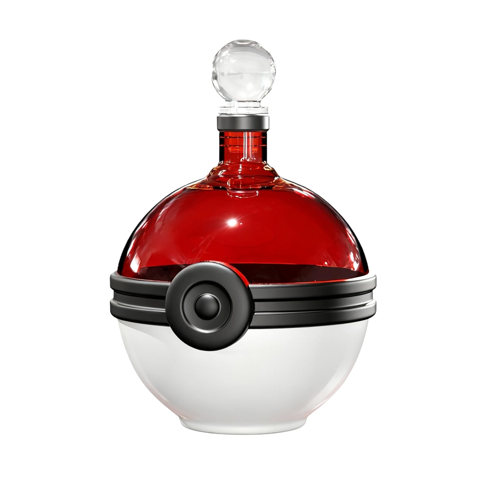 Monster Trainer Capture Sphere Whiskey, Wine Decanter Red White Glass Liquor Bottle 18.6oz Premium Borosilicate Display Piece | Gamer Collectible Barware Gift for Anime Theme Fans &amp; Collectors, Gifts