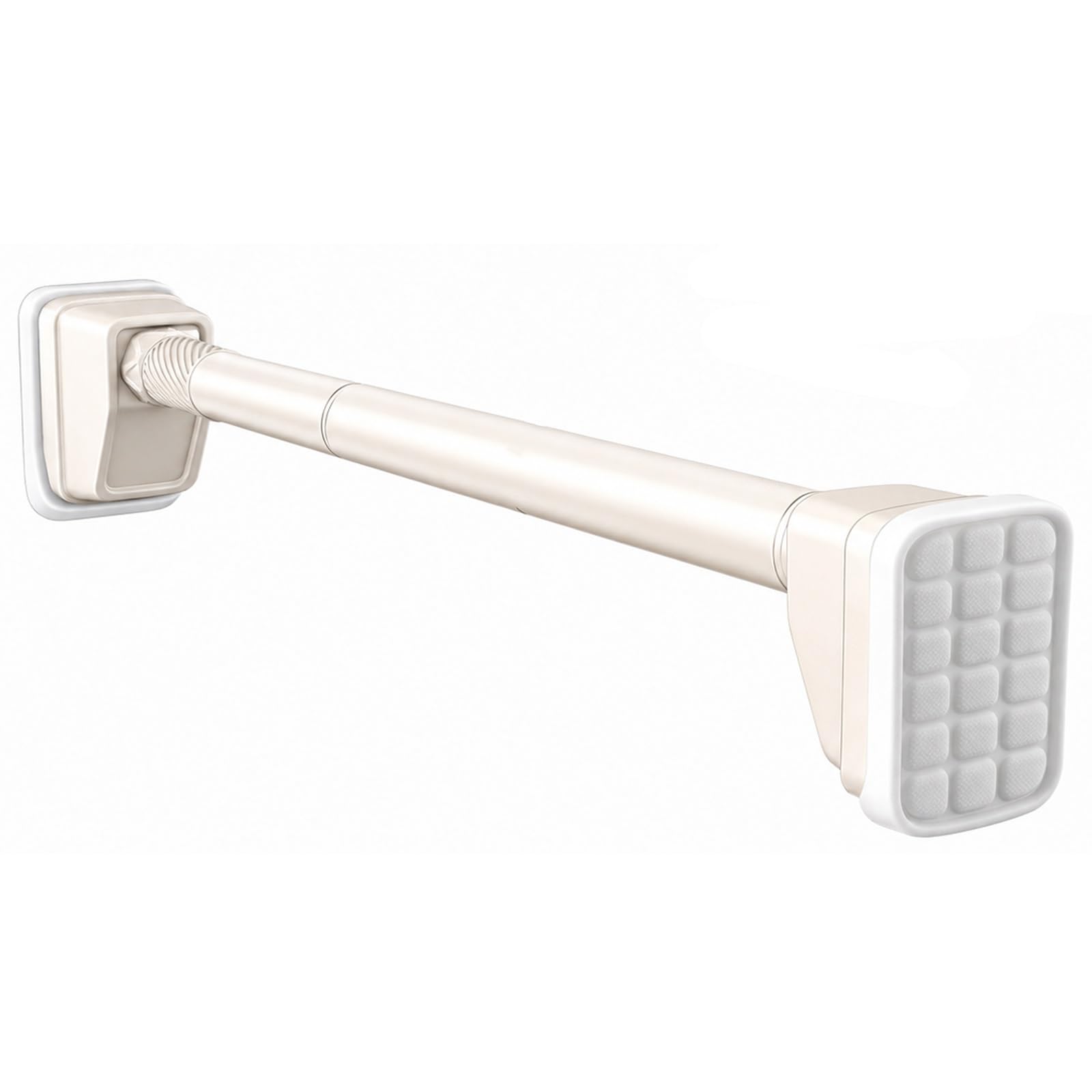 No Drill Shower Curtain Rod, Stainless Steel Tension Curtain Rod, Nonslip Adjustable for Bath Closet Wardrobe Door Kitchen(Beige,75-120cm/29-47in)