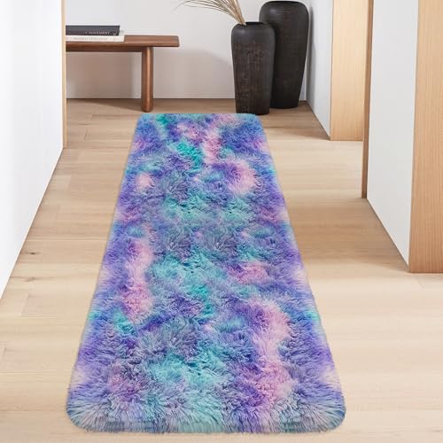 Tapete suave y esponjoso para sala 2x6 pies morado miniatura 2