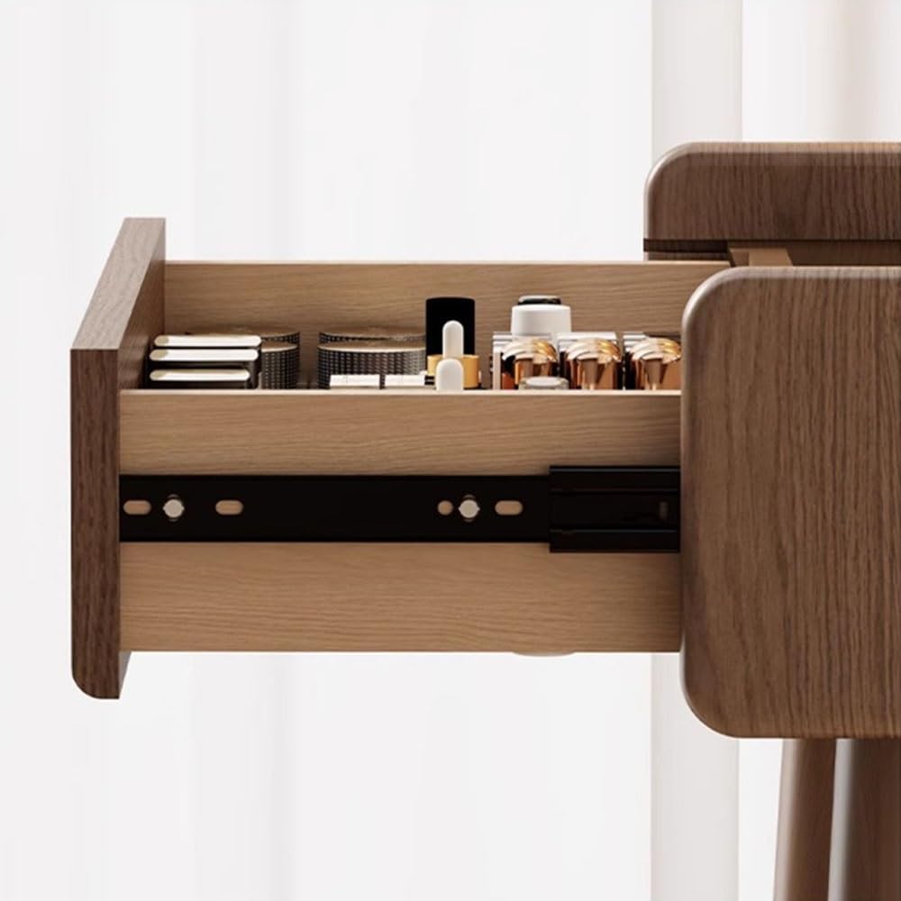 Schminktisch Schminktisch, Mini-Flip-Nachttisch, Aufbewahrungsschrank Vanity Table Set(Bruin)