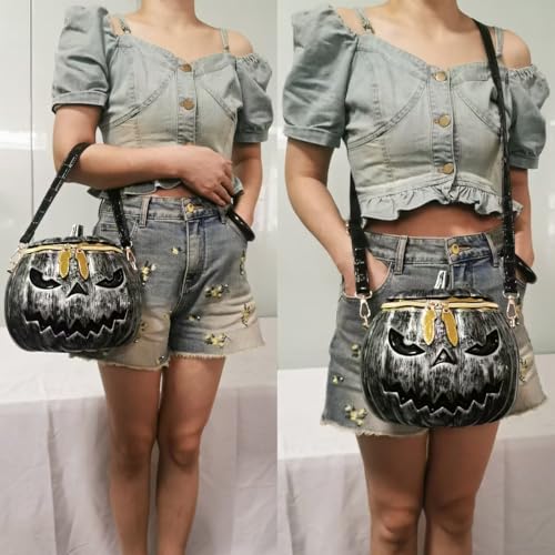 Image of Men and Women PVC Pumpkin Shaped Crossbody Shoulder Bag Handbag Halloween Pumpkin Purse