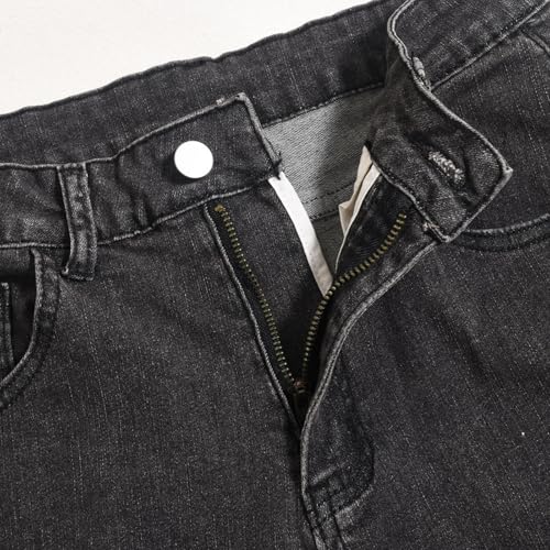 Women High Waisted Jeans Straight Wide Leg Pants with Rhinestone Fringe Trim Split On The Side4