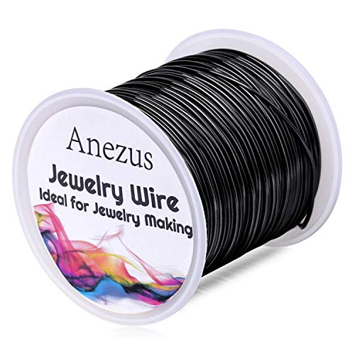 Anezus Craft Wire - Tarnish Resistant Copper Beading Wire for Jewelry Making Supplies (Black, 18 Gauge)