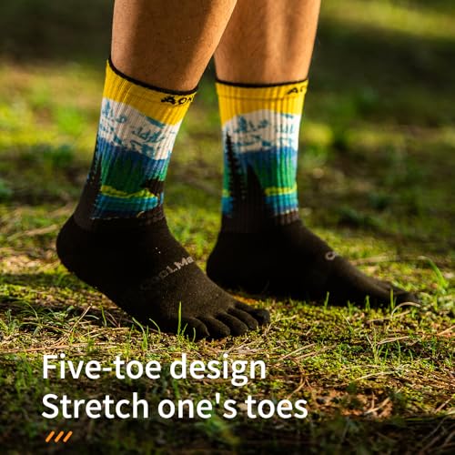 AONIJIE Long Tube Outdoor Five Toe Socks Shock Absorption Moisture Wicking Toe Socks for Trail Running Warking Ride2