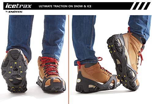 ICETRAX V3 Tungsten Winter Ice Grips for Shoes and Boots - Ice Cleats for Snow and Ice, StayON Toe, Reflective Heel