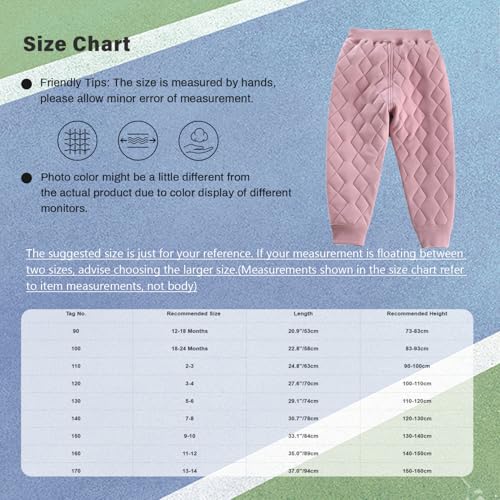 YiZYiF Kids Boys Girls Breathable Solid Color Padded Pants Elastic Waistband Quilted Trousers Sleepwear4