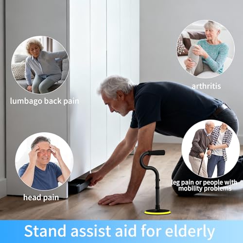 Standing Assist Devices Mobility Aids to Help Get up from Floor Standing Aids & Supports for Seniors,Standing Mobility Aid Tool for Elderly Rising Indoors Garden Housework Bedroom Bathroom Matte Black - Image 5