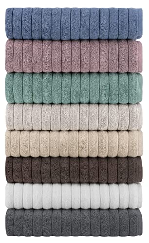 Classic Turkish Towels - Extra Large Premium Cotton Bath Sheet Set - Thick And Absorbent, Ribbed 3-Piece Luxury Bathroom Towels, 40X65 Inches, 100% Turkish Cotton (Mauve) #TOP5