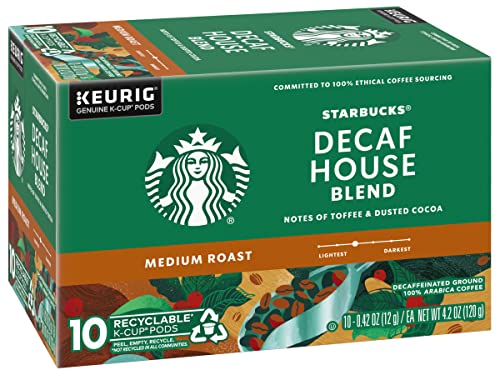 Image of Starbucks Decaf House Blend Coffee K-Cup Pods, Medium Roast Decaffeinated Ground Coffee K-Cups for Keurig Brewing System, 10 CT K-Cups /Box (Pack of 3 Boxes)