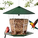 Bird Feeders for Outdoors Hanging, Waterproof Rooftop Bird Feeder with a Latch Feature, Squirrel Proof Wild Bird Seed for Outside Feeders and Garden Decoration Yard for Bird Watchers (1 Tier)