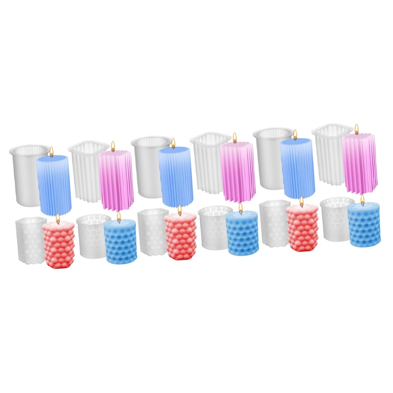 SHINEOFI 3 Set Di Per Candele in Silicone Per Realizzare Candele Facili Da Usare Forme Di Per Candele A Colonna Confezione Da 4 Pezzi*3