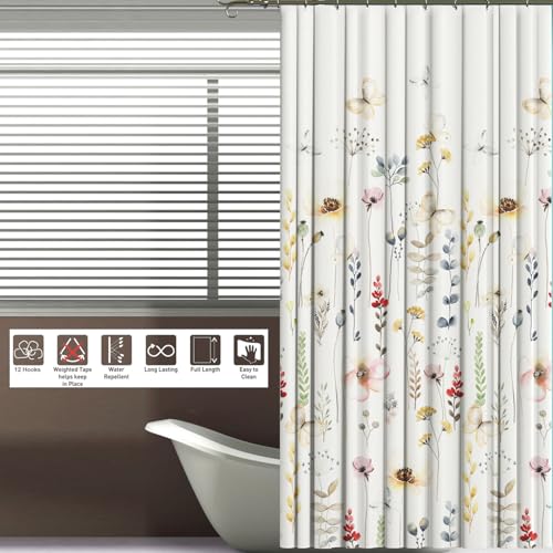 Image of Sassoon Birch Wood Printed Shower Curtain with Hooks- 1Pc - Polyester Fabric
