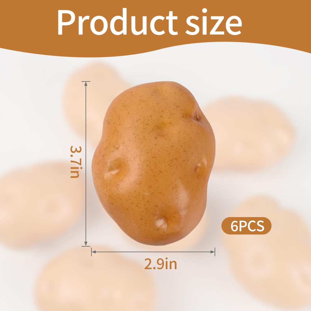 HUIANER Artificial Potatoes, 6PCS Fake Potatoes Simulation Vegetable for Home Kitchen Photography Party Decoration