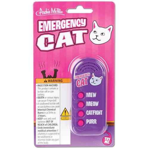 Image of Archie McPhee: Emergency Cat - Electronic Sound Maker, 3.5 inch Handheld Device, 4 Sound Effects: Mew-Meow-Purr-Catfight, Feline Fun Gag Gift, Novelty Toy