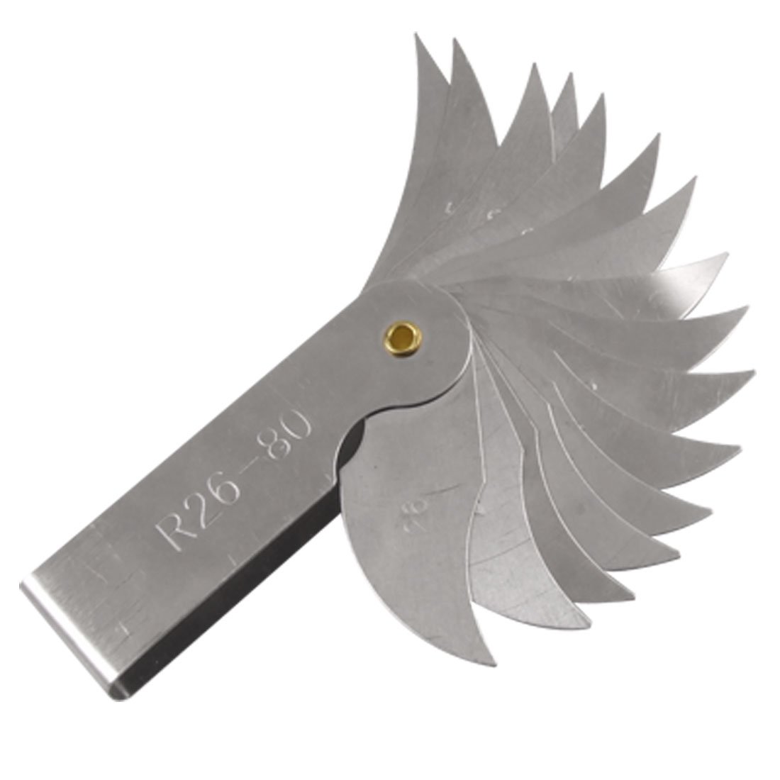Uxcell Sourcingmap Radius Gauge R26-80Mm 15 Leaves Metal Radius Fillet Gauge, Portable Measuring Tool