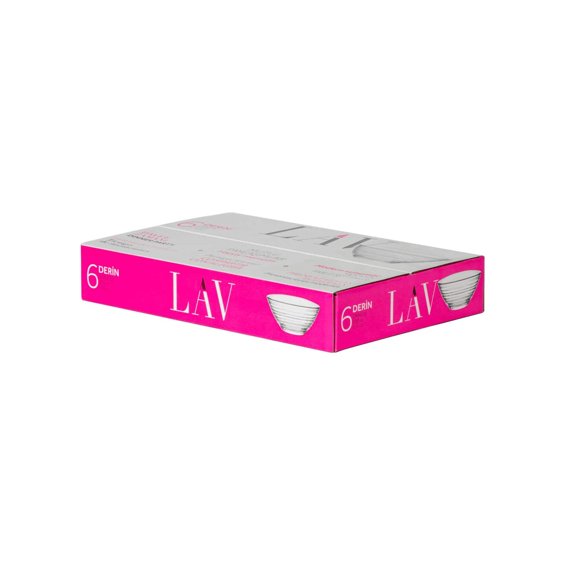 LAV Snack/Service en Verre Moyen Derin Bols - 200ml - Paquet de 12