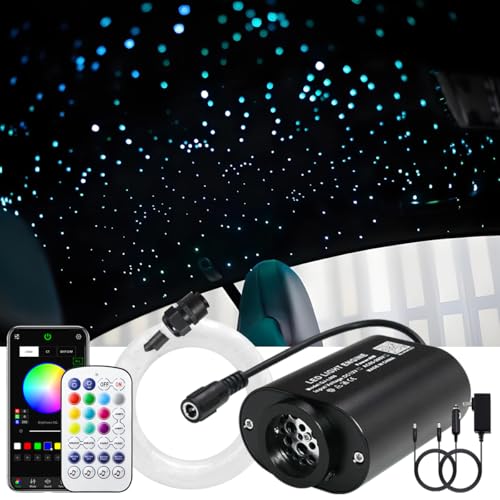 Image of AKEPO 6W Extremely Mini Twinkle Fiber Optic Starlights Headliner Lights Kit | 295pcs Mixed 9.8ft /3m Optical End Glow Strands Music Activated APP&Remote Control for Car /Home