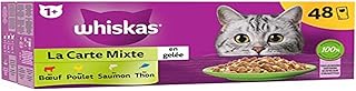 WHISKAS Mahlzeit – 48 Frischebeutel – die gemischte Karte (4 Sorten) – Nassfutter für ausgewachsene Katzen in Gelee – komplettes & ausgewogenes Nassfutter, geeignet für sterilisierte Katzen product image