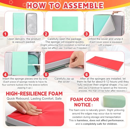 Image of Wesiti 10 Pcs Folding Kids Nap Mats for Preschool Daycare, 3 Section Folding Rest Mats Sleeping for Kids Toddler Nap 1 Inch Thick, Kindergarten School Classroom Supplies (Multicolor)