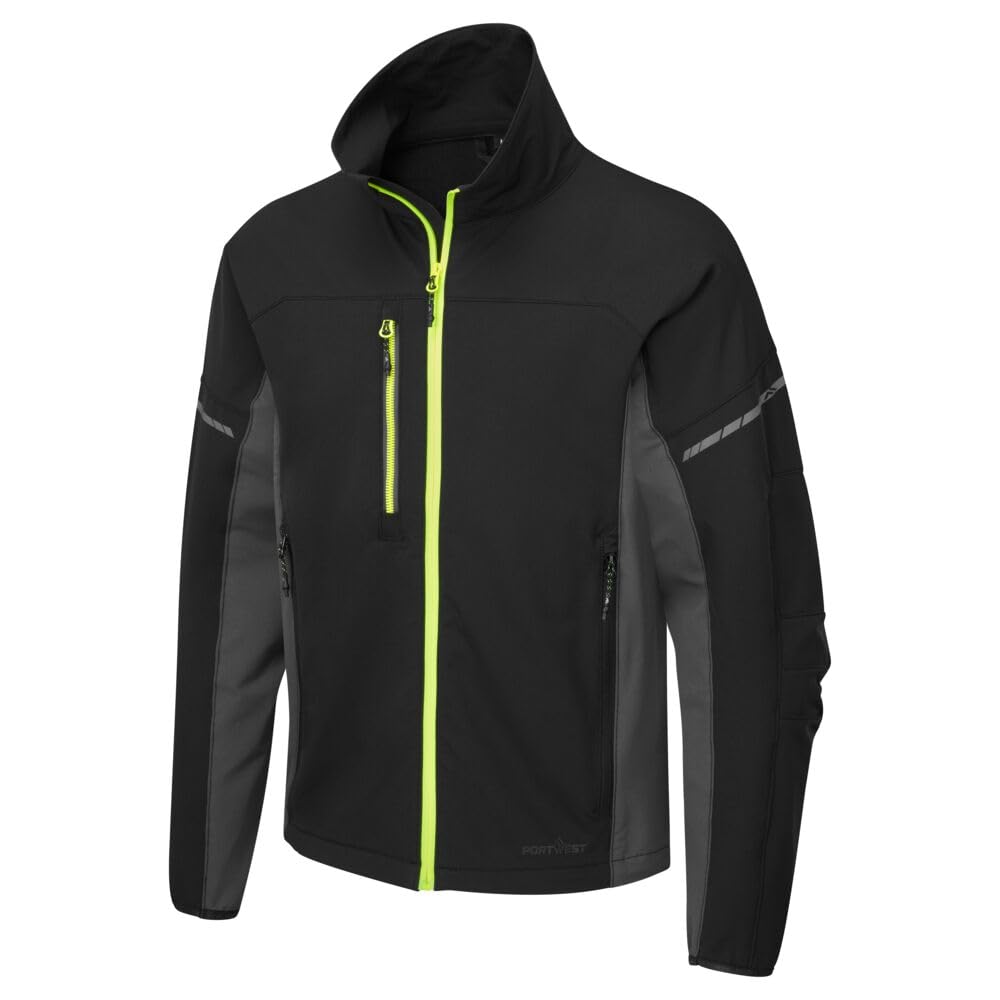 Portwest EV475 - Chaqueta de trabajo ajustada para hombre, tela elástica, cremallera inversa con estampado reflectante