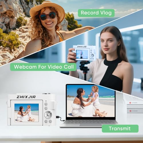 Image of 4K Digital Camera for Photography- 50MP Autofocus Vlogging Camera with 2.8 inch 180Flip Screen, 18X Digital Zoom- Compact Point and Shoot Camera with 32GB TF for YouTube, Travel, Beginners, White