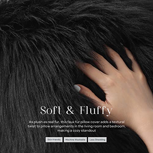 Image of Phantoscope Decorative Black New Luxury Series Merino Style Fur Throw Pillow Case Cushion Cover 20 inch x 20 inch