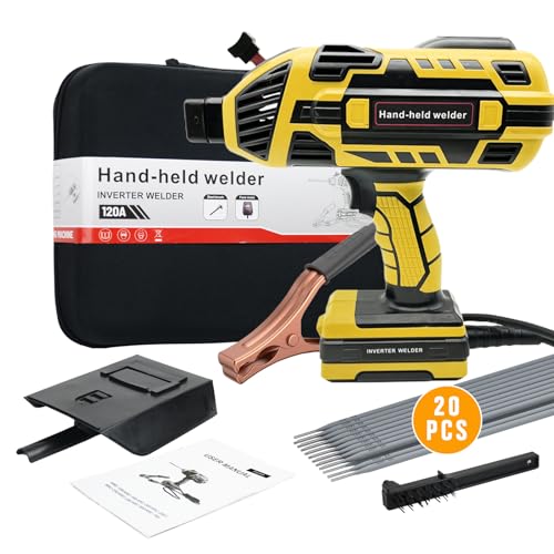 Image of TRQWH Portable Handheld Welding Machine 110V IGBT Inverter Hand held Welder Gun, 20-120A Portable Welder 5 Variable Current Adjustments ARC Welding Gun, Fit for 1/16"-1/8" Welding Rods (Yellow)