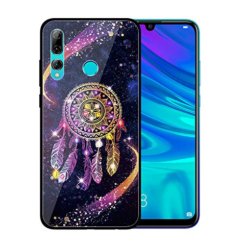 Urhause Tempered Glass Cover Compatible with Huawei Enjoy 9S Case Glossy Mirror Case Ultra Thin Starry Sky Hard Cover Dreamcatcher Tempered Glass + Soft Silicone Skin Cover Bumper Anti-Scratch Cover