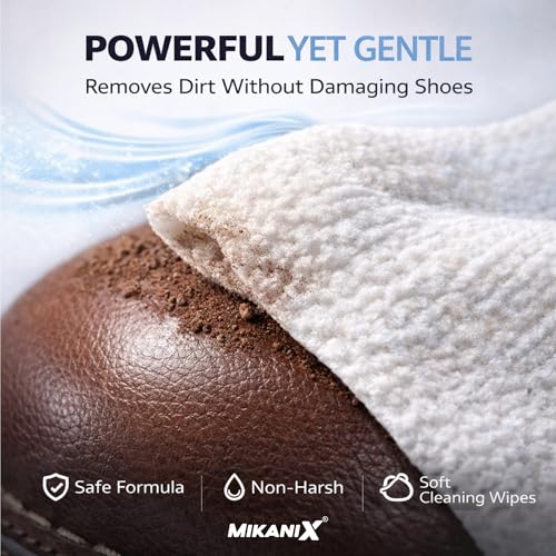 Image of MIKANIX Shoe Shine Wipes | Shoe Cleaning Wipes for Sneakers & Leather Shoes | Instant Shoe Cleaner Wet Wipes | Portable Shoe Polish Wipes