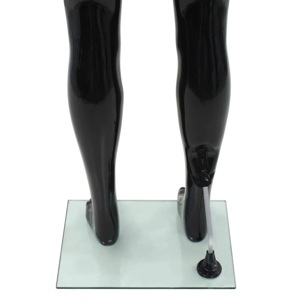 vidaXL Mannequin Homme Corps Complet Base Verre Noir Brillant 185 cm Vitrines